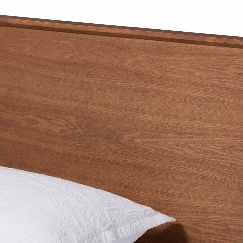 Karine Mid-Century Modern Walnut Brown Finished Wood Twin Size Platform Bed. Picture 13