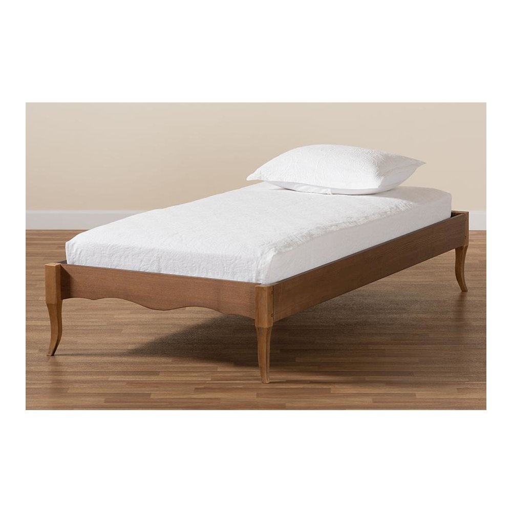 Inspired Ash Walnut Finished Wood Twin Size Platform Bed Frame. Picture 15