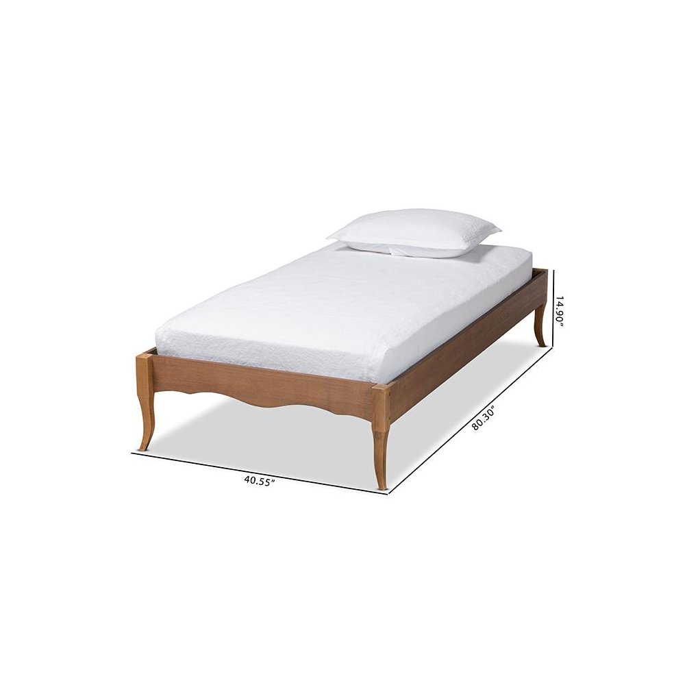 Inspired Ash Walnut Finished Wood Twin Size Platform Bed Frame. Picture 16