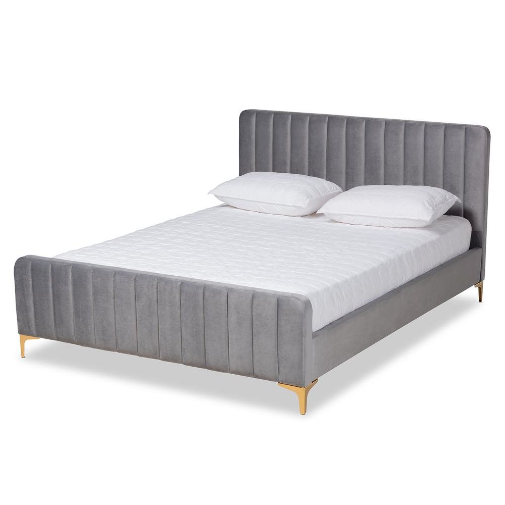 Gold Finished Queen Size Platform Bed. Picture 11