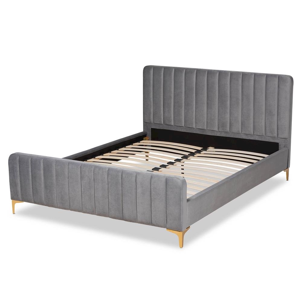 Gold Finished Queen Size Platform Bed. Picture 13