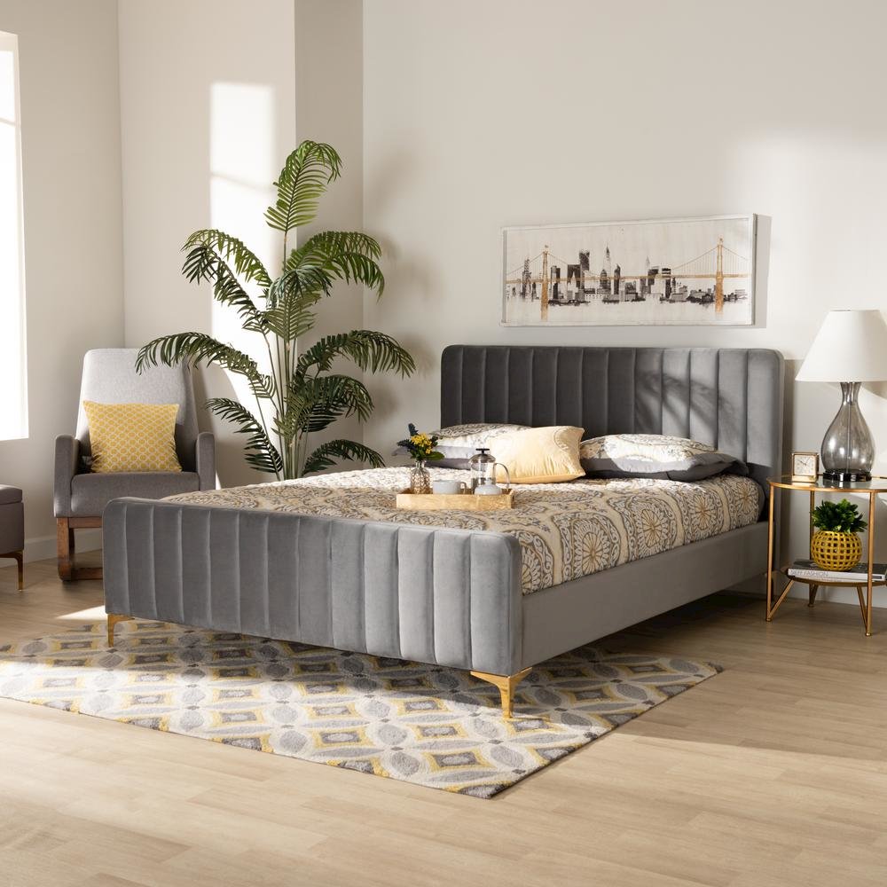 Gold Finished Queen Size Platform Bed. Picture 16