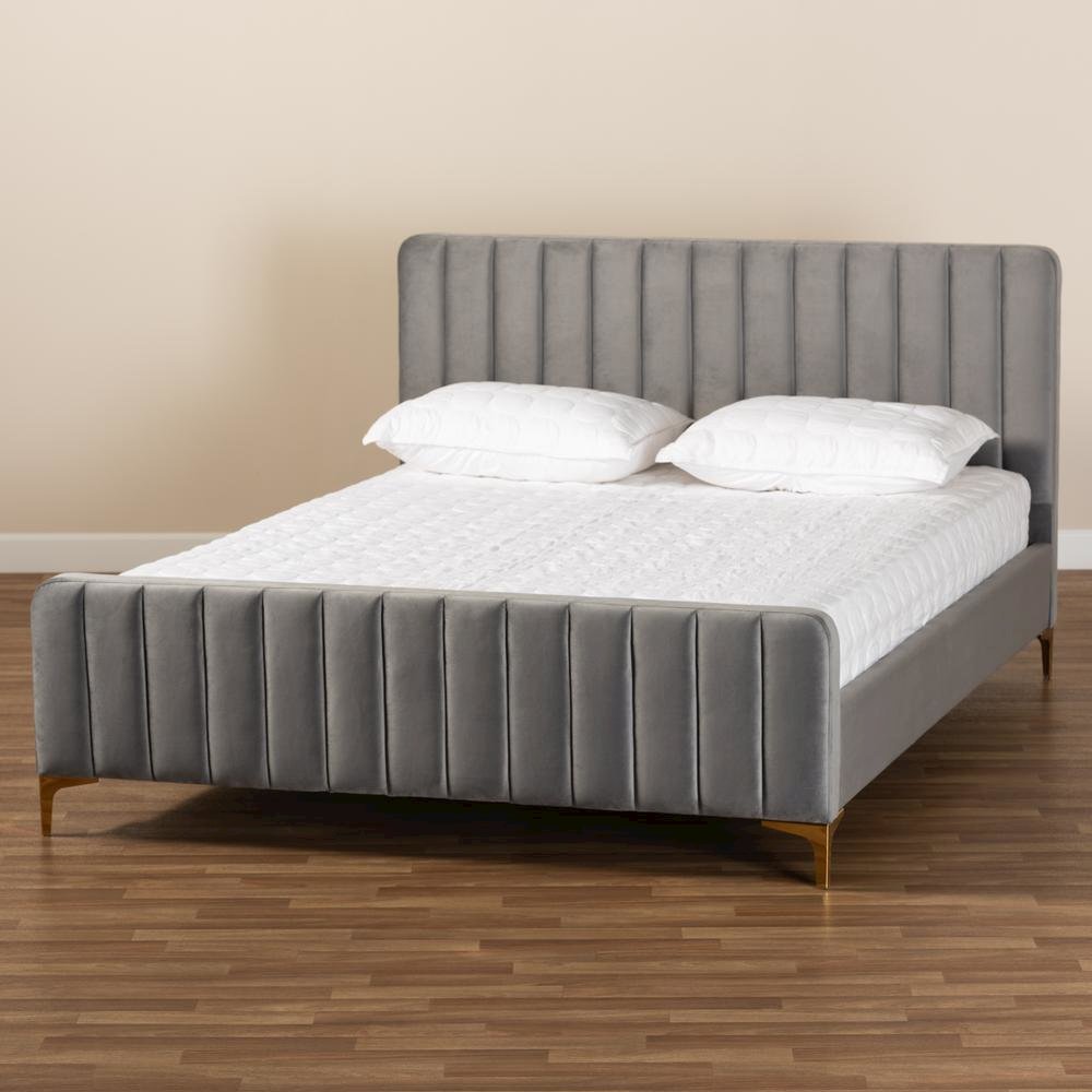 Gold Finished Queen Size Platform Bed. Picture 17