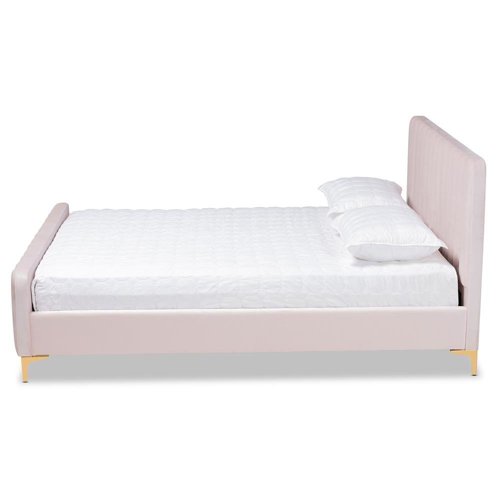 Gold Finished Full Size Platform Bed. Picture 12