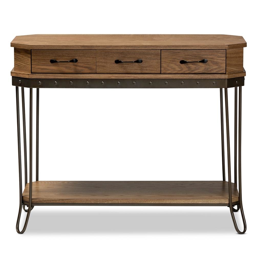 Black Finished Metal 3-Drawer Console Table. Picture 13