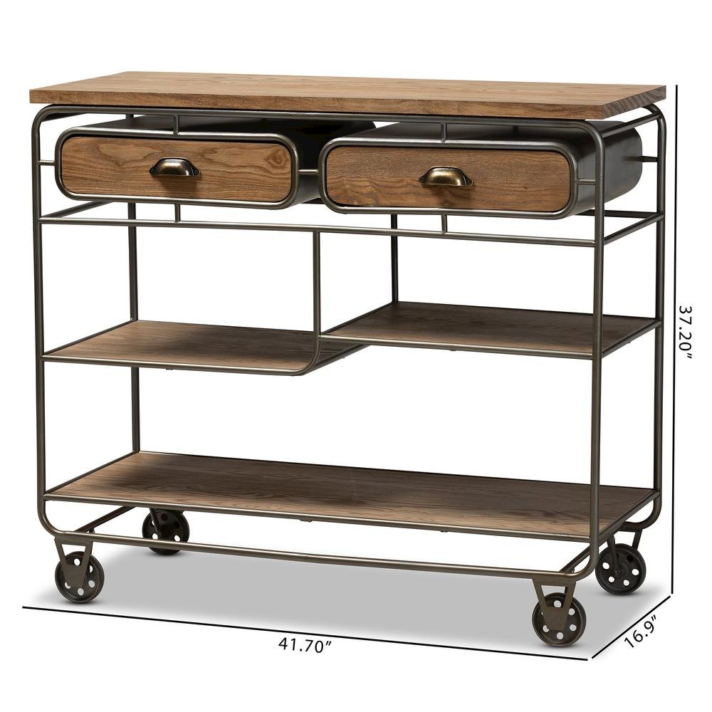Black Finished Metal 2-Drawer Kitchen Cart. Picture 20