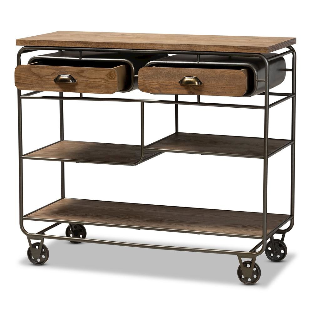 Black Finished Metal 2-Drawer Kitchen Cart. Picture 12