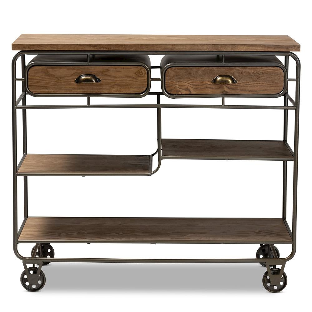 Black Finished Metal 2-Drawer Kitchen Cart. Picture 13