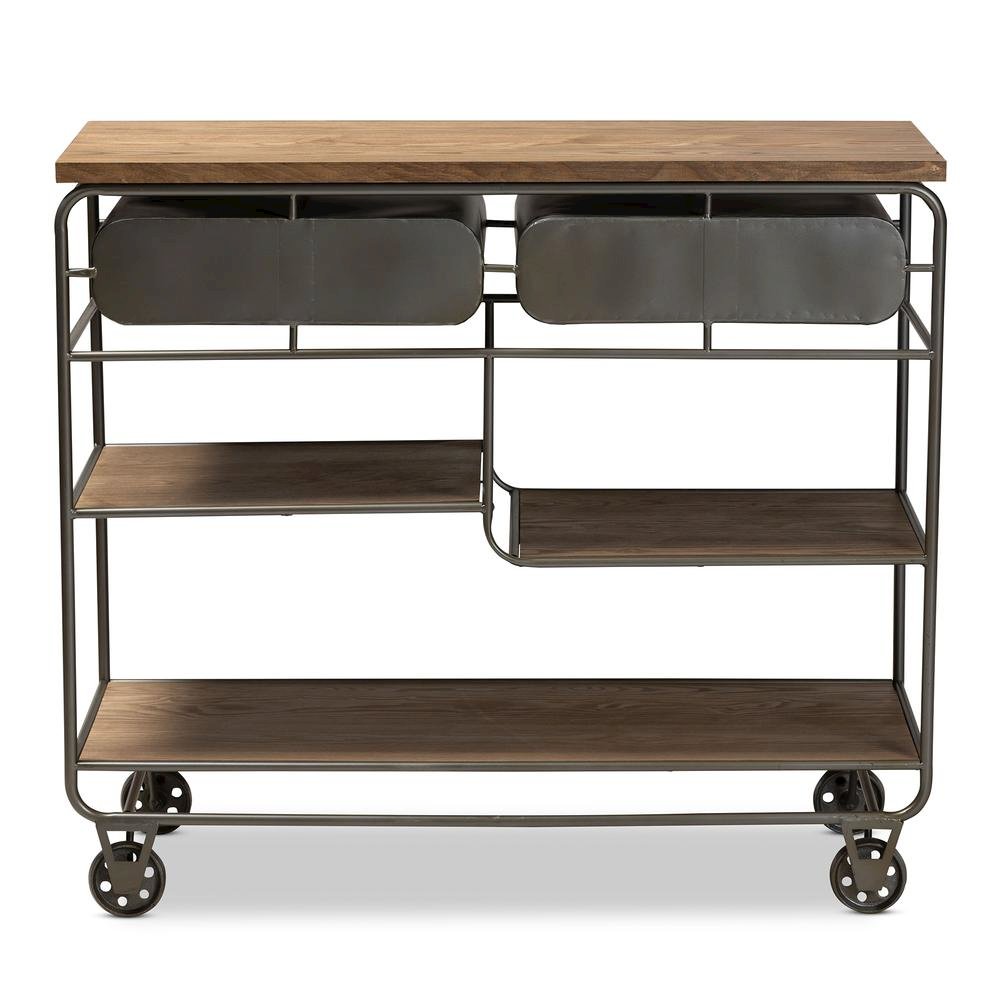 Black Finished Metal 2-Drawer Kitchen Cart. Picture 15