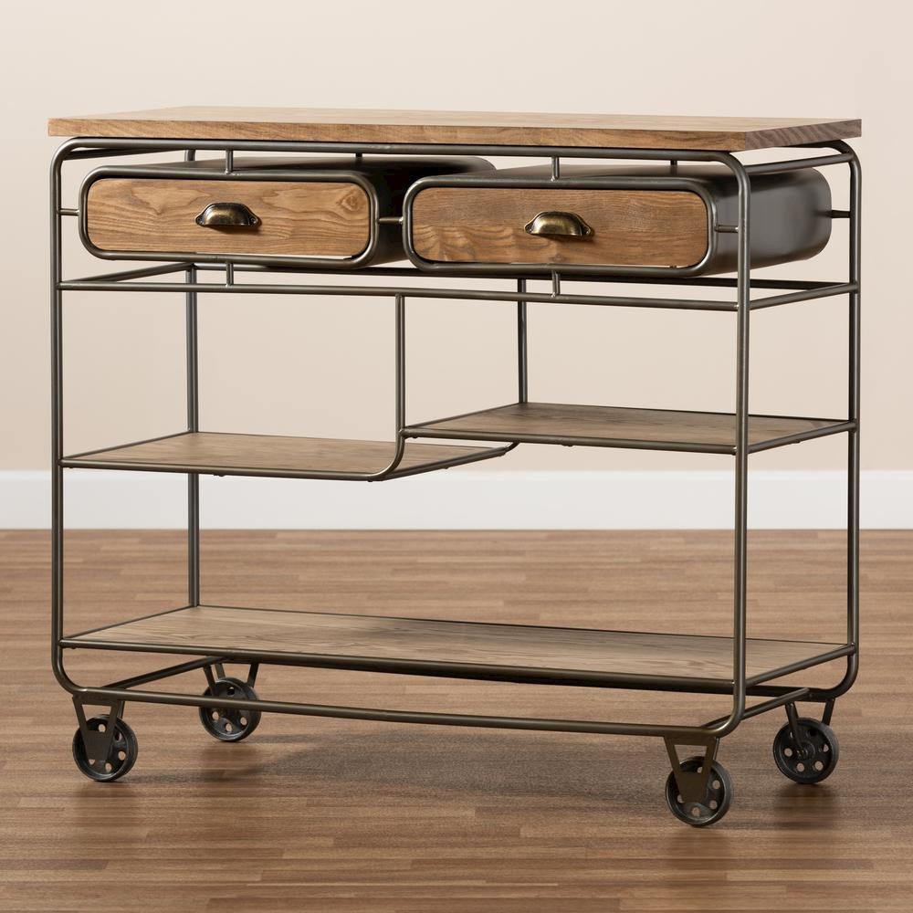 Black Finished Metal 2-Drawer Kitchen Cart. Picture 19