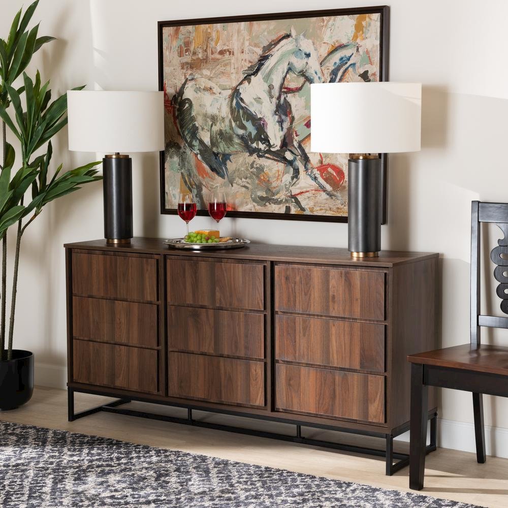 Black Finished Metal 3-Door Dining Room Sideboard Buffet. Picture 16