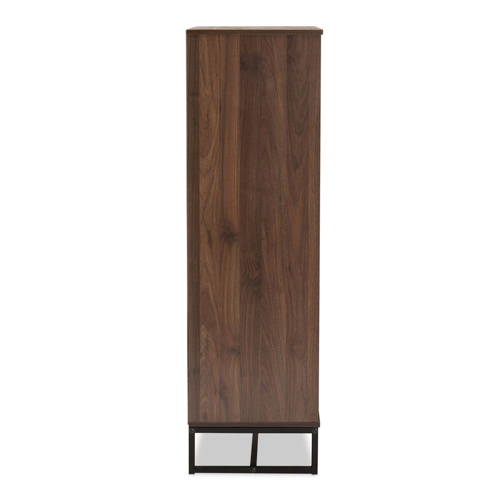 Walnut Brown Finished Wood and Black Finished Metal Multipurpose Storage Cabinet. Picture 13