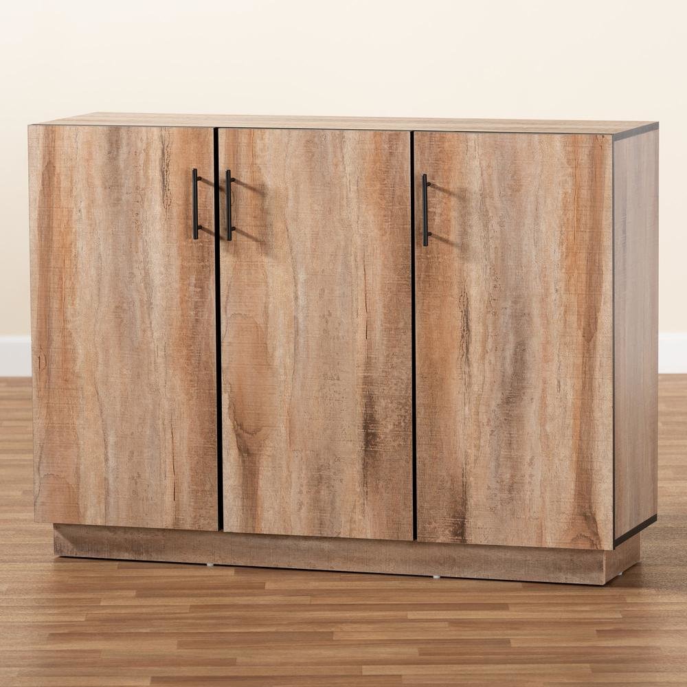 Natural Oak Finished Wood 3-Door Dining Room Sideboard Buffet. Picture 17
