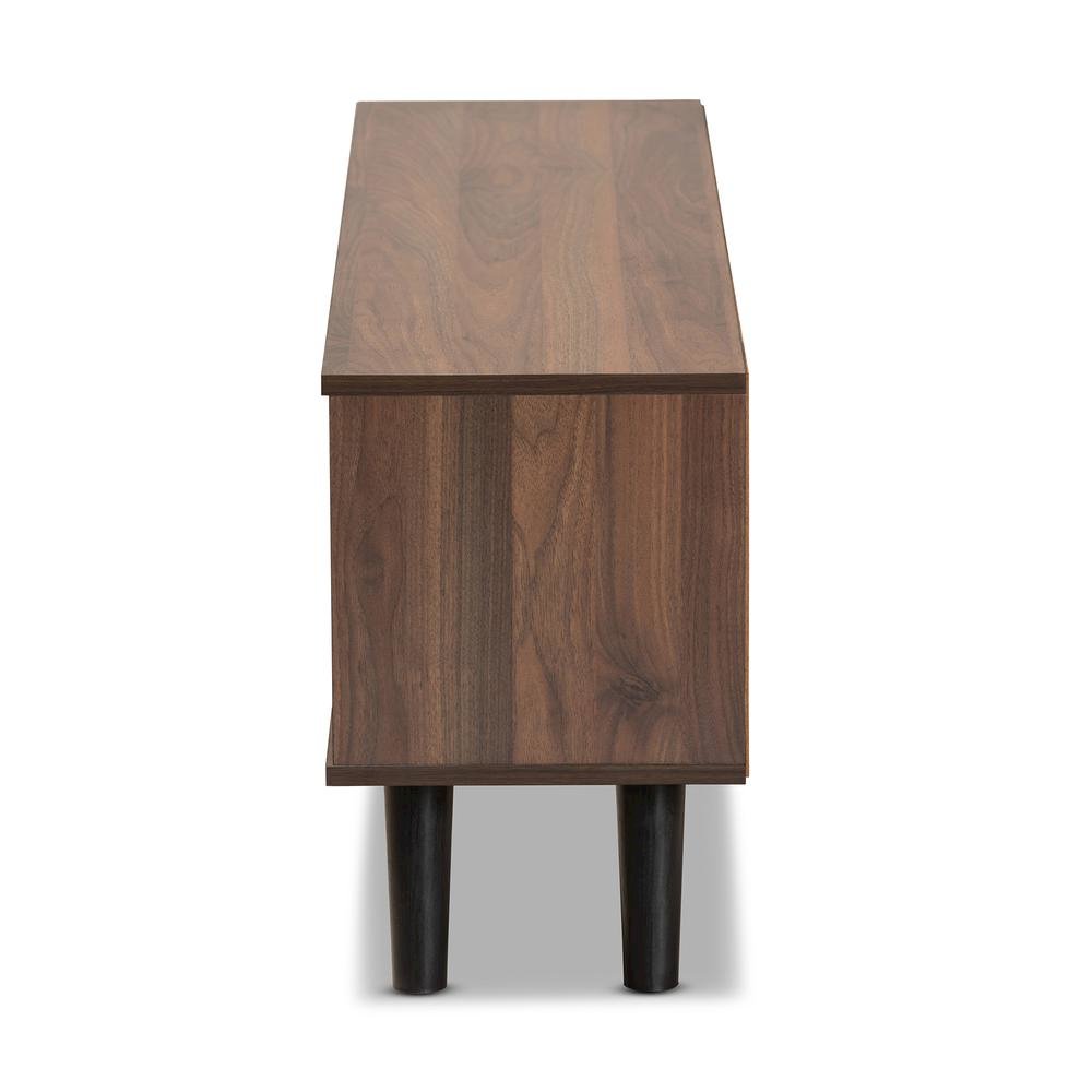 Two-Tone Walnut Brown and Grey Finished Wood TV Stand. Picture 12