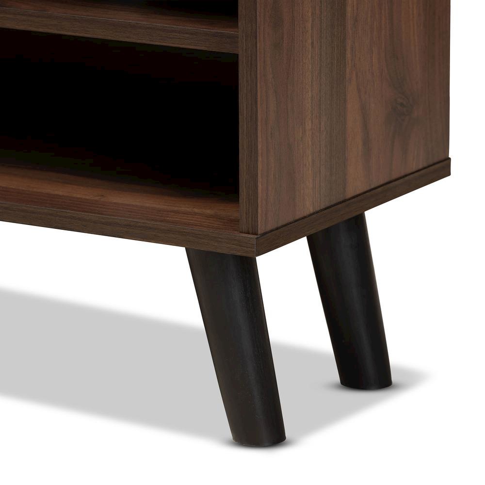 Two-Tone Walnut Brown and Grey Finished Wood TV Stand. Picture 13