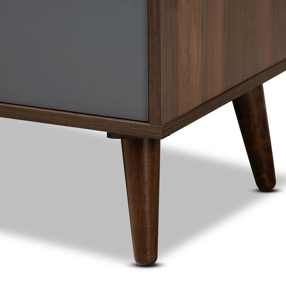 Two-Tone Grey and Walnut Brown Finished Wood 1-Drawer TV Stand. Picture 17
