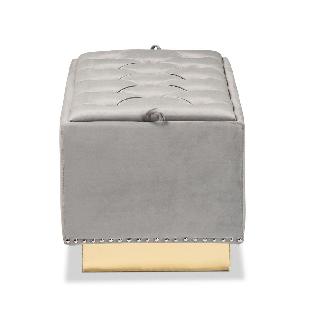 Gold PU Leather Storage Ottoman. Picture 14