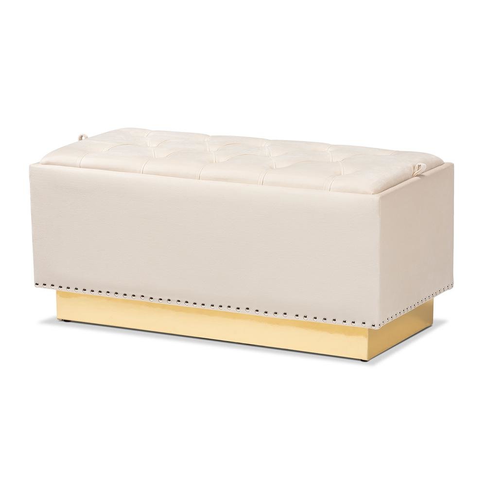 Gold PU Leather Storage Ottoman. Picture 11