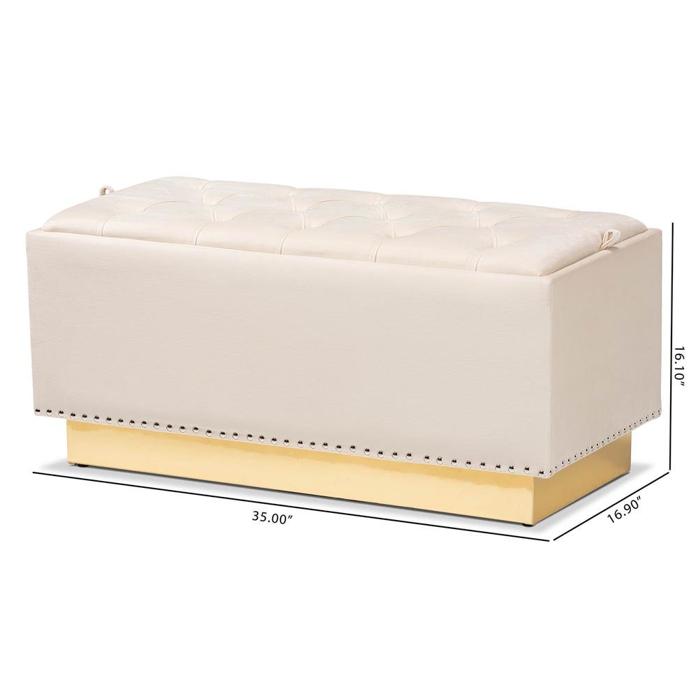 Gold PU Leather Storage Ottoman. Picture 20
