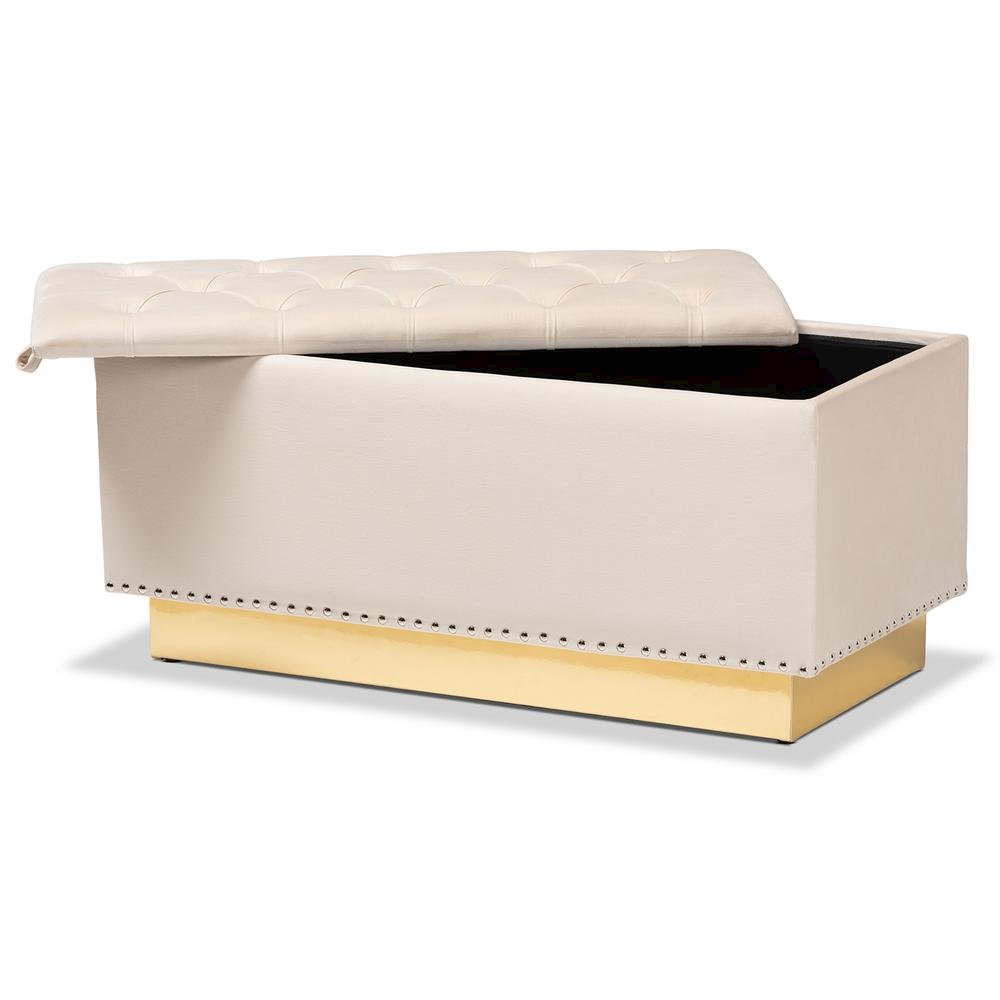 Gold PU Leather Storage Ottoman. Picture 12