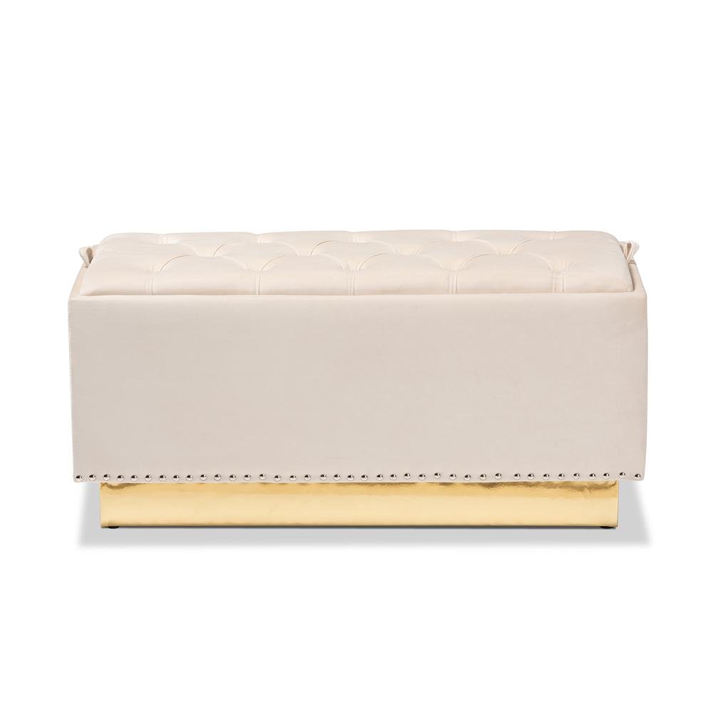 Gold PU Leather Storage Ottoman. Picture 13