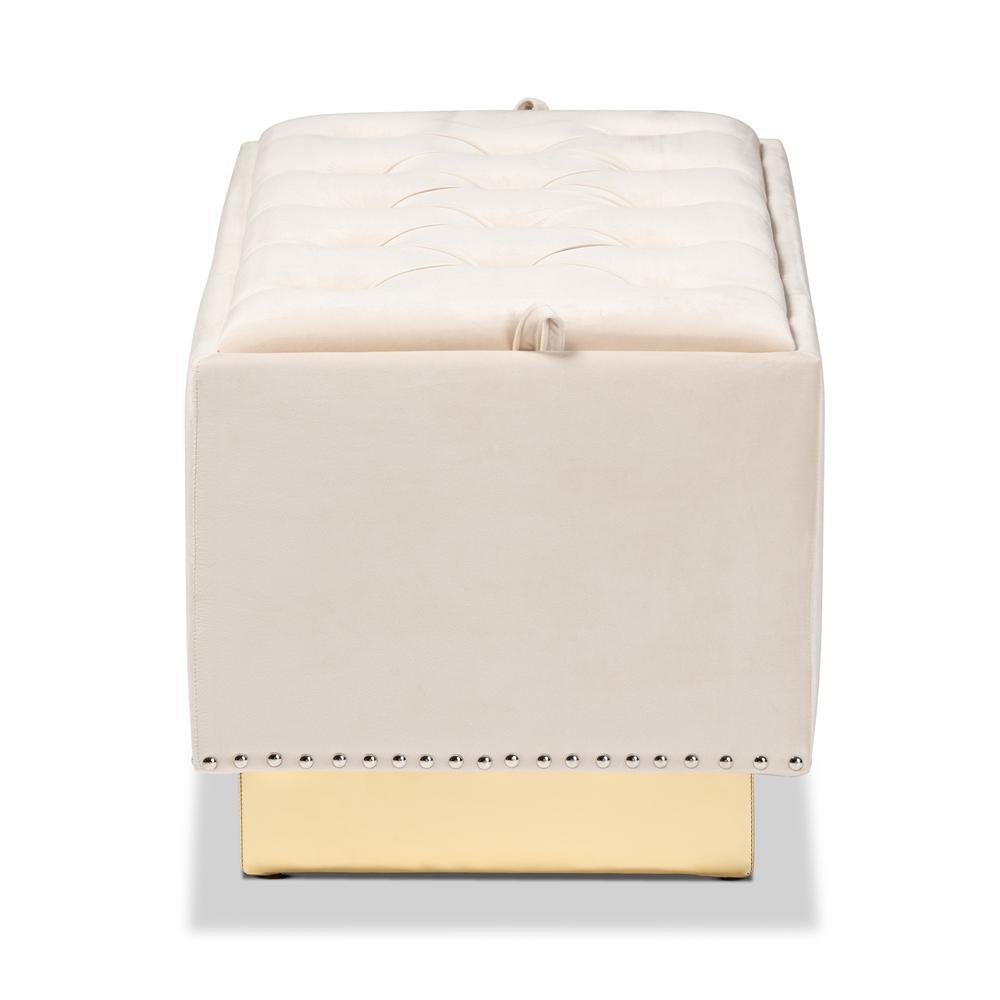 Gold PU Leather Storage Ottoman. Picture 14