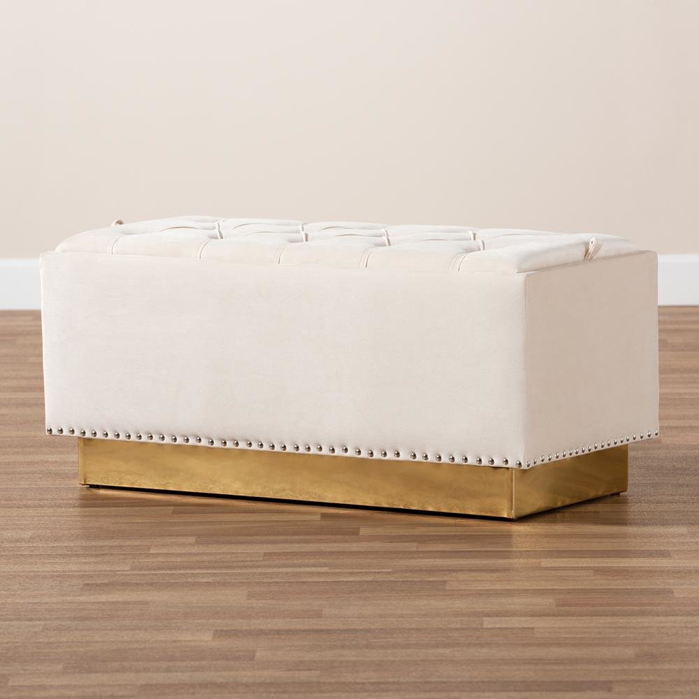 Gold PU Leather Storage Ottoman. Picture 19