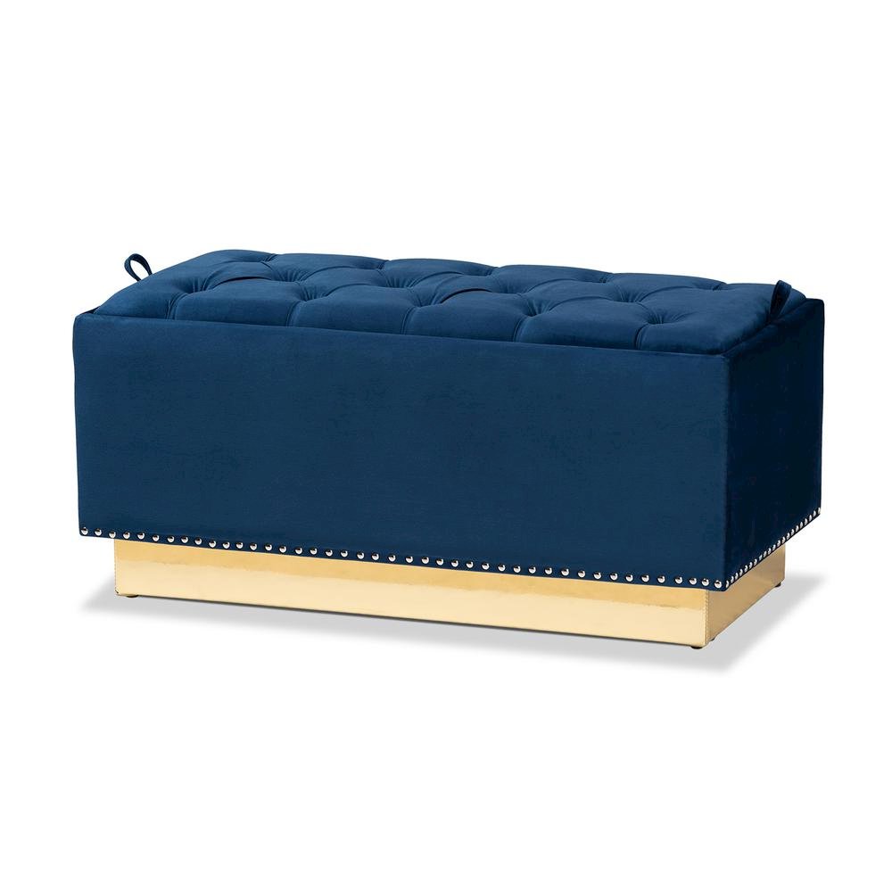 Gold PU Leather Storage Ottoman. Picture 11