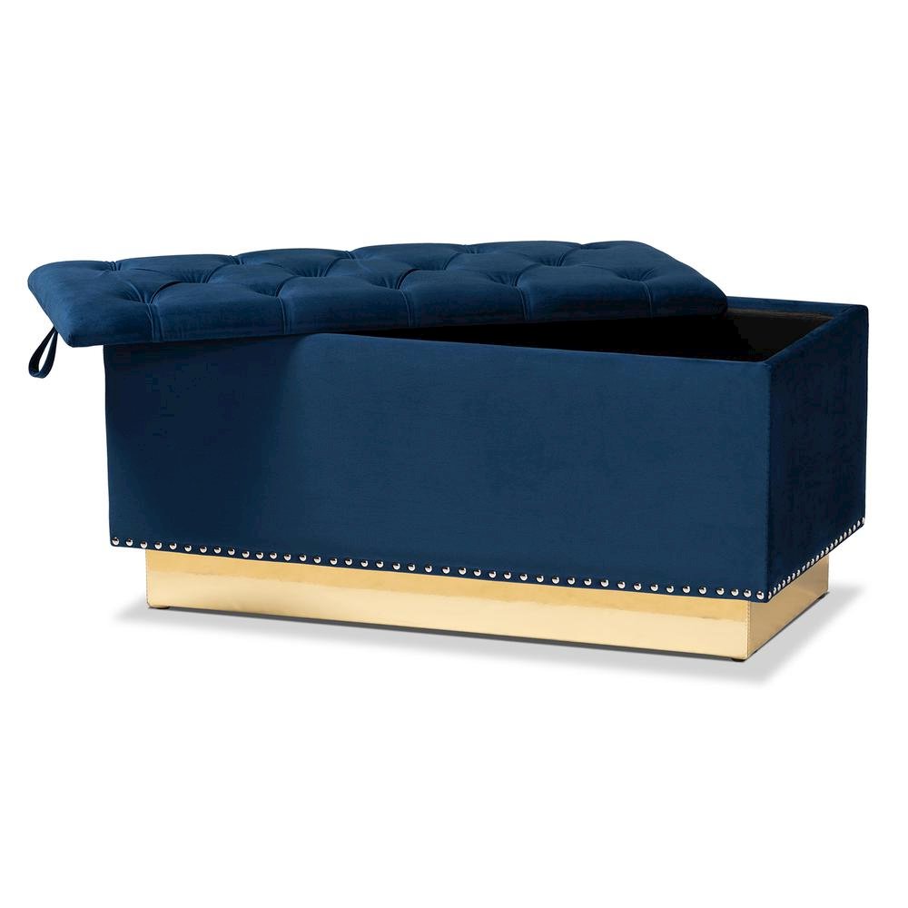 Gold PU Leather Storage Ottoman. Picture 12