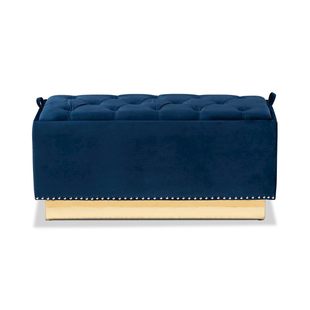 Gold PU Leather Storage Ottoman. Picture 13