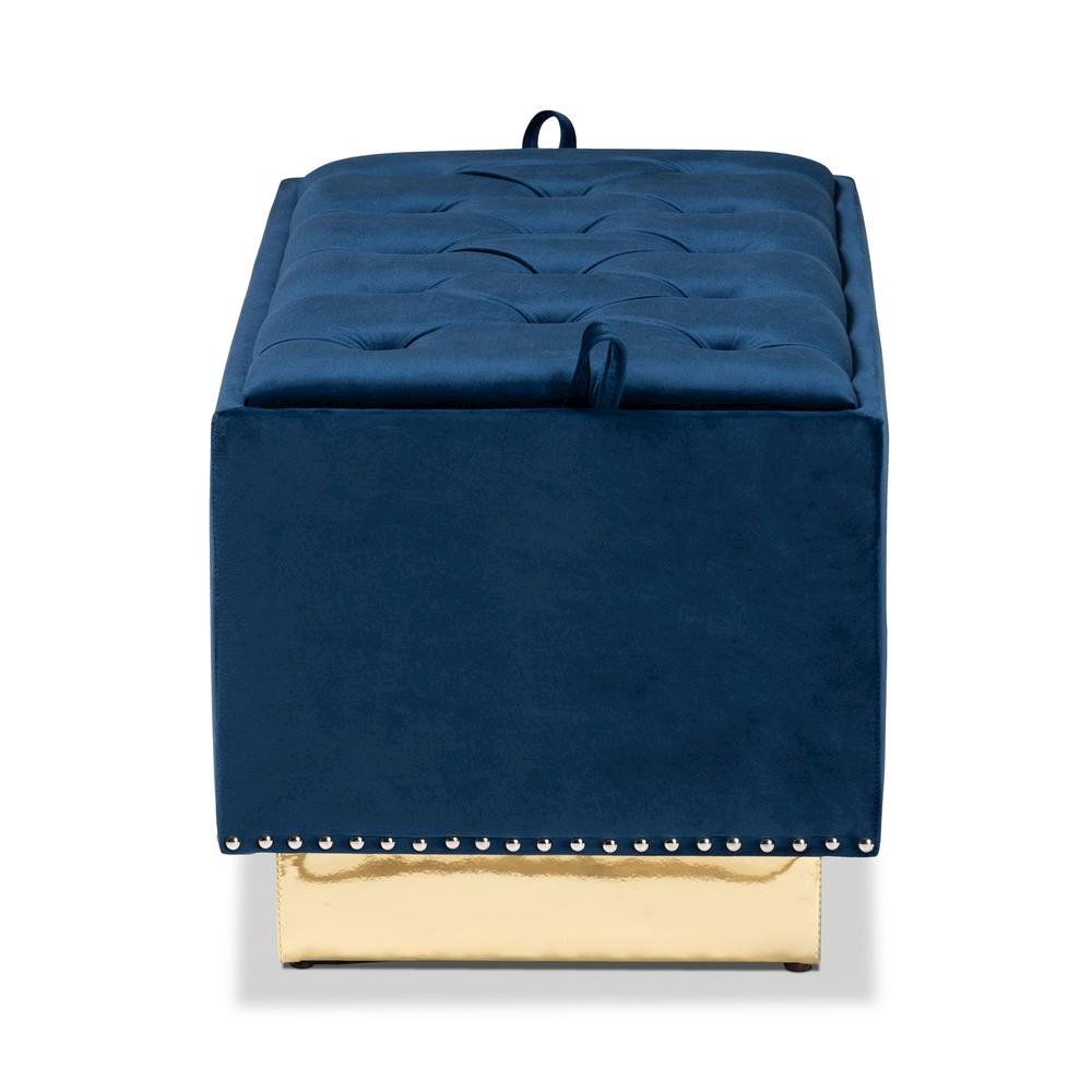 Gold PU Leather Storage Ottoman. Picture 14