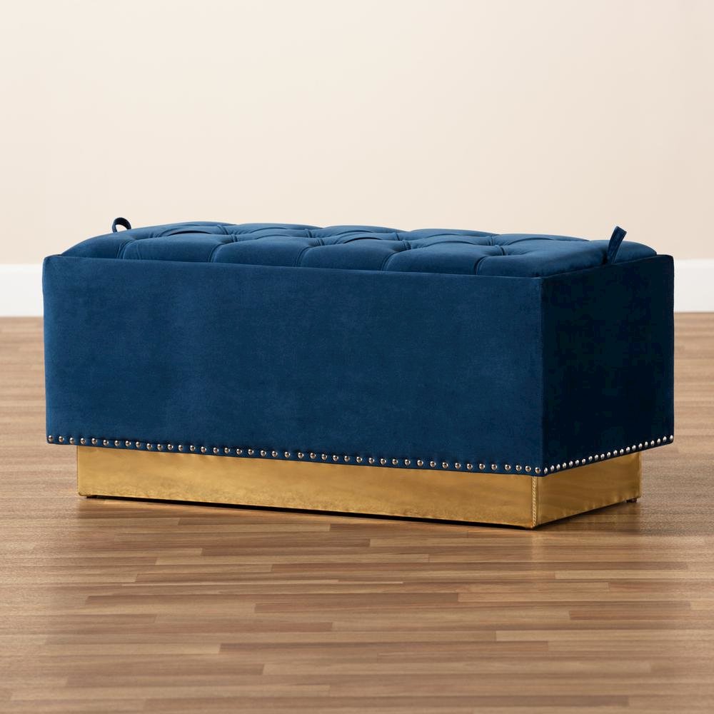 Gold PU Leather Storage Ottoman. Picture 19