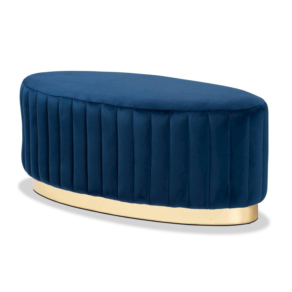Gold PU Leather Ottoman. Picture 8