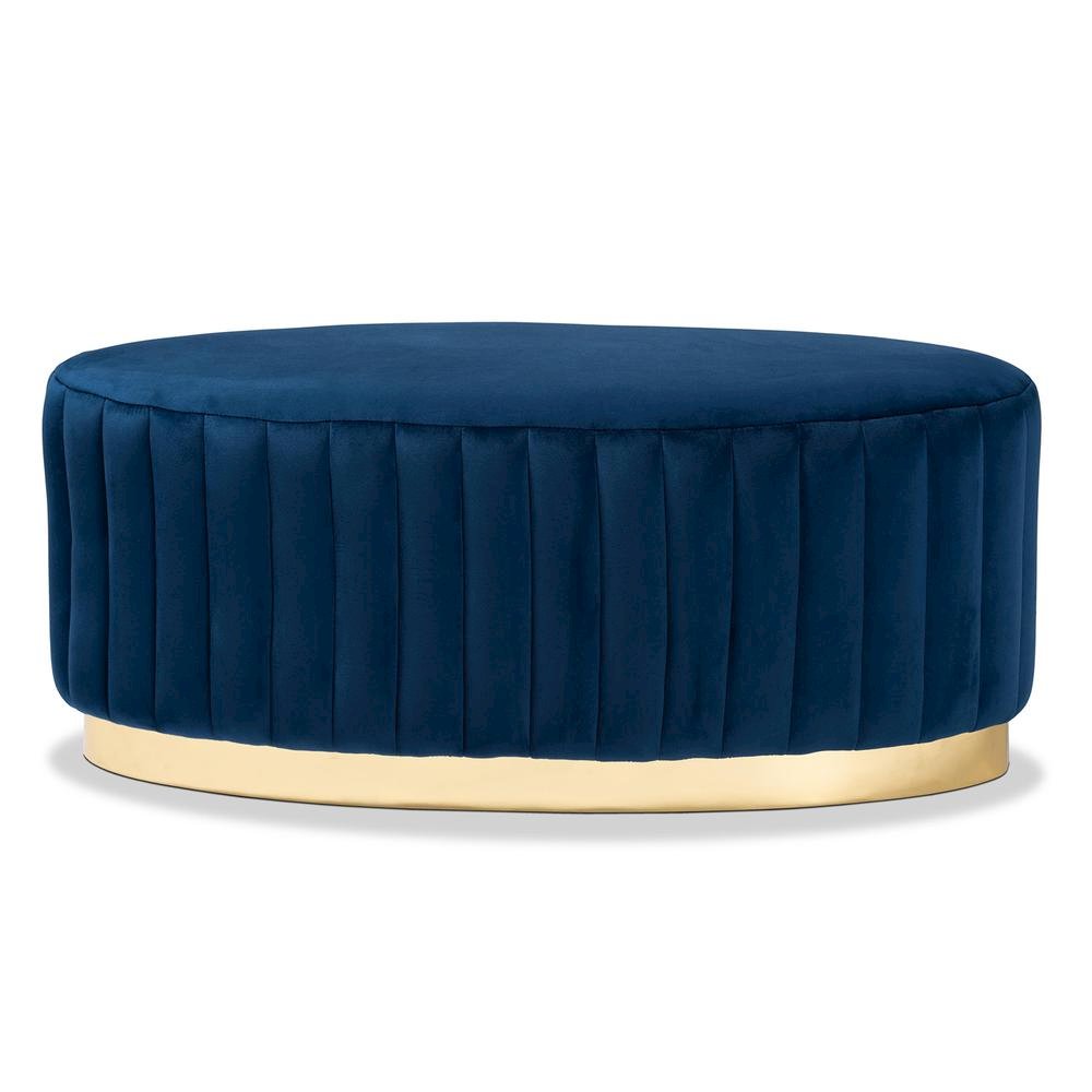 Gold PU Leather Ottoman. Picture 9