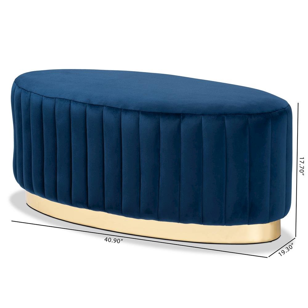 Gold PU Leather Ottoman. Picture 14
