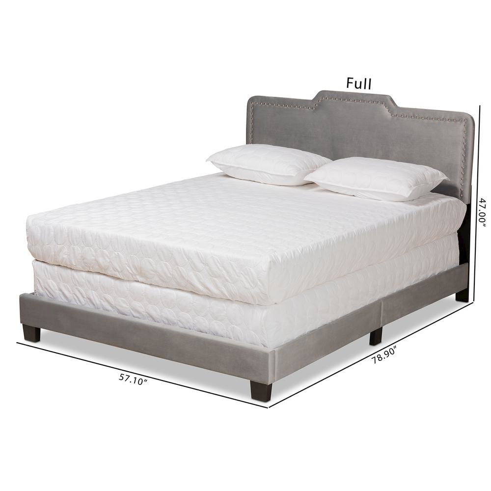 Glam Grey Velvet Fabric Upholstered Queen Size Panel Bed. Picture 17