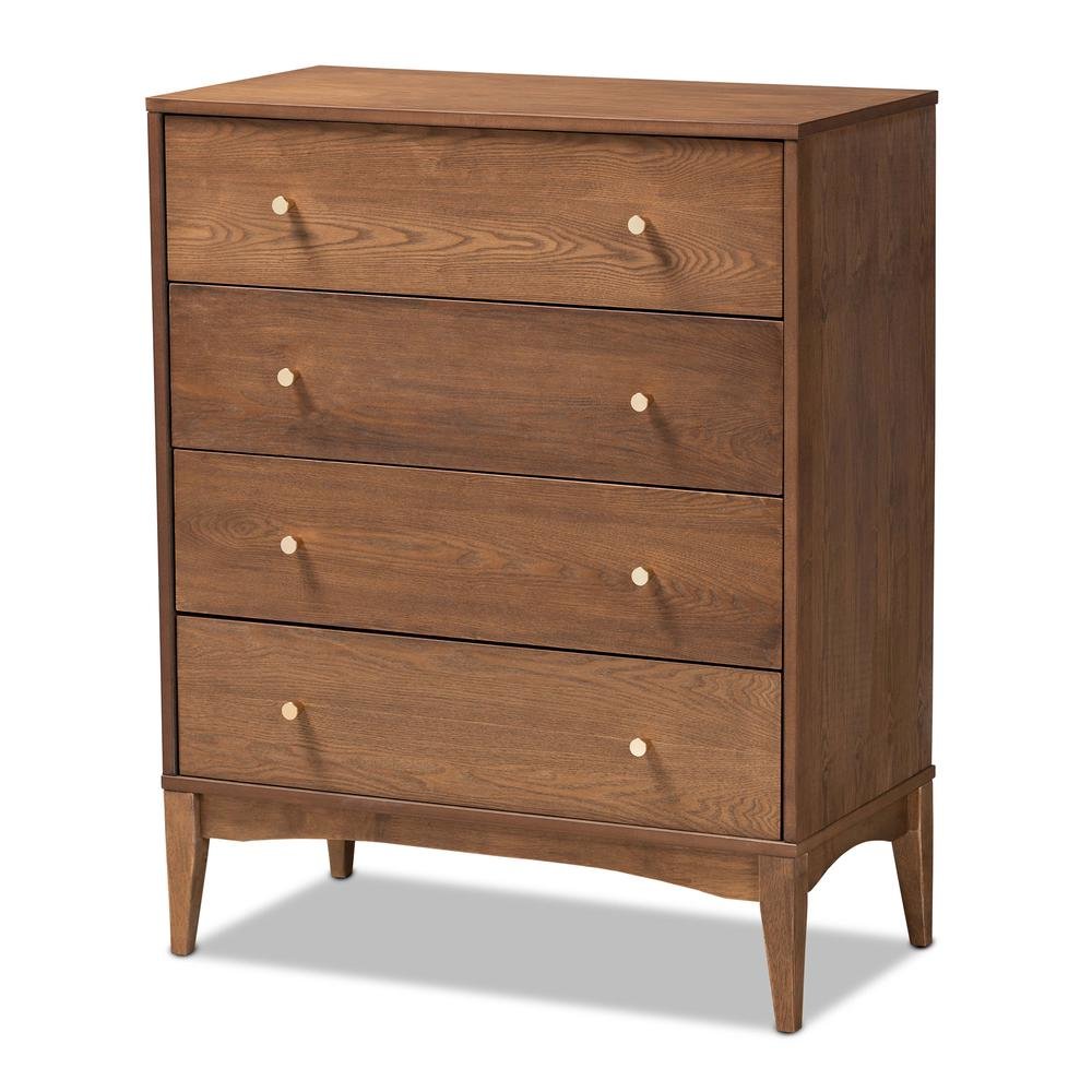Baxton Studio Landis Mid-Century Modern Ash Walnut Finished Wood 4-Drawer Chest. Picture 12