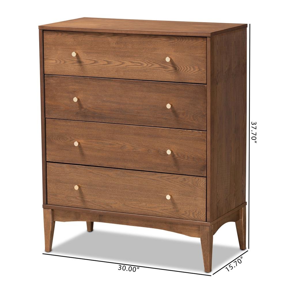 Baxton Studio Landis Mid-Century Modern Ash Walnut Finished Wood 4-Drawer Chest. Picture 21