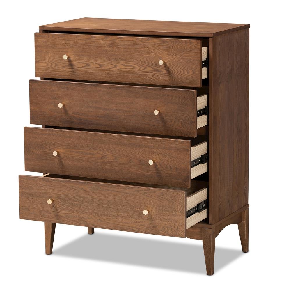 Baxton Studio Landis Mid-Century Modern Ash Walnut Finished Wood 4-Drawer Chest. Picture 13