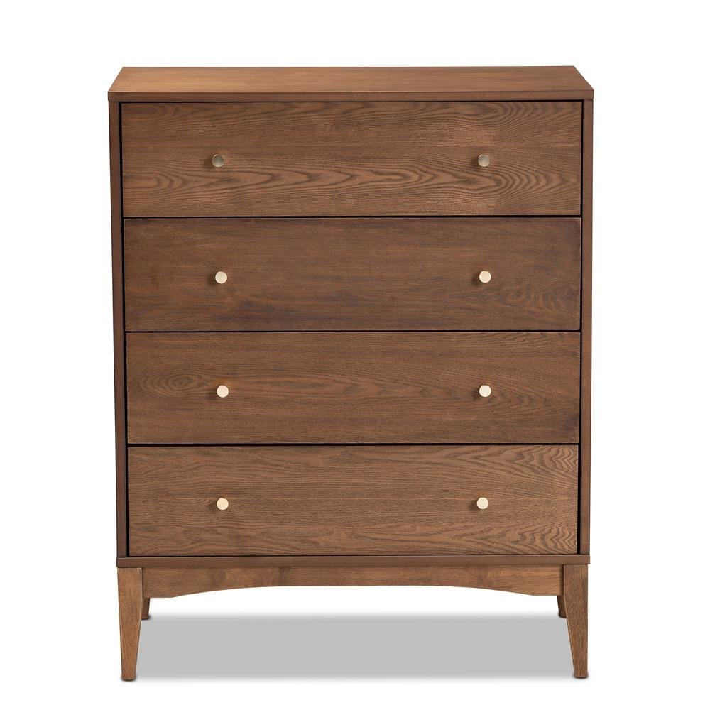 Baxton Studio Landis Mid-Century Modern Ash Walnut Finished Wood 4-Drawer Chest. Picture 14