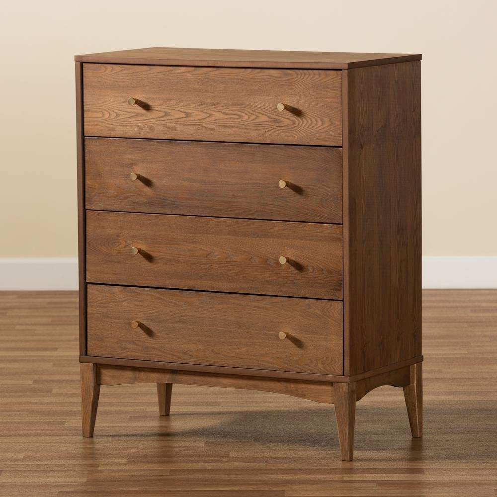 Baxton Studio Landis Mid-Century Modern Ash Walnut Finished Wood 4-Drawer Chest. Picture 20