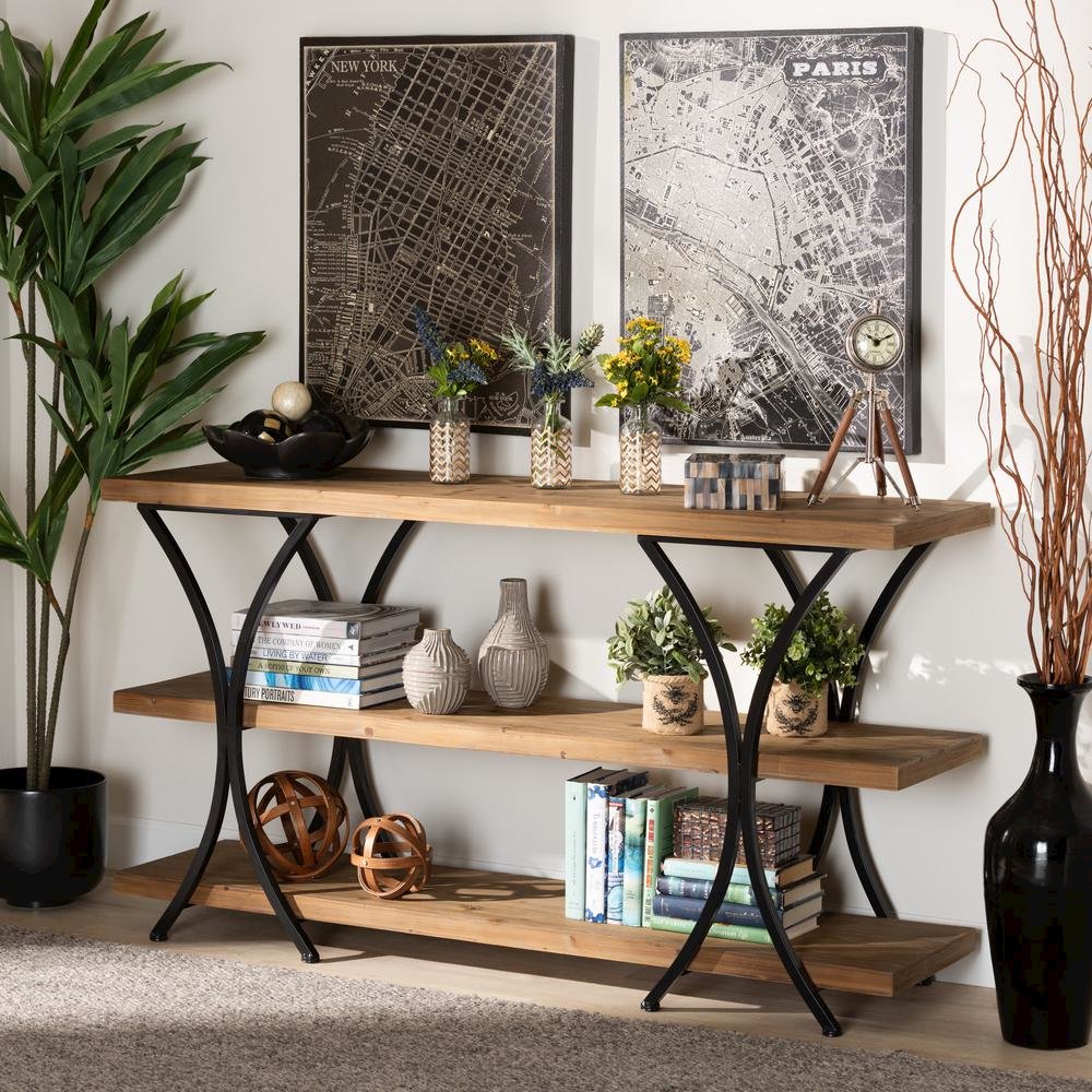 Black Finished Metal Console Table. Picture 12