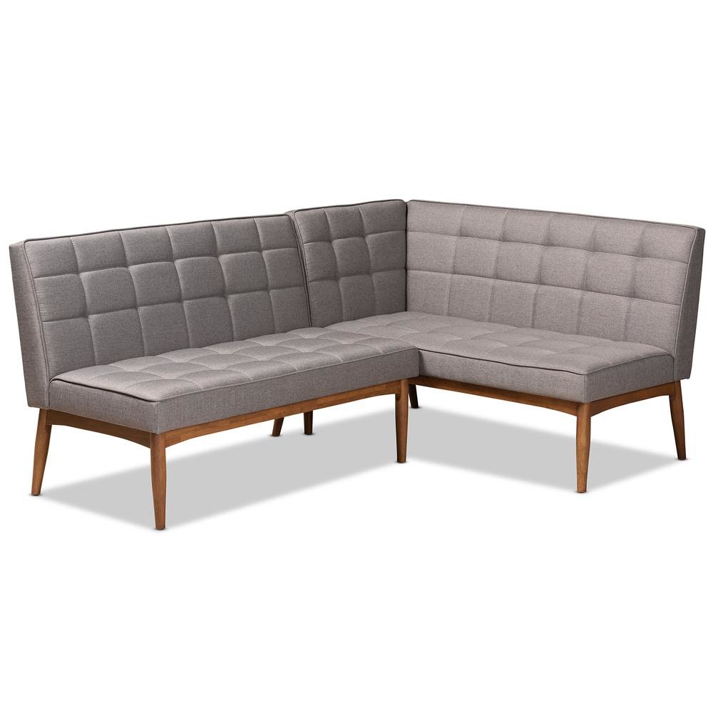 Walnut Brown Finished Wood 2-Piece Dining Nook Banquette Set. Picture 9