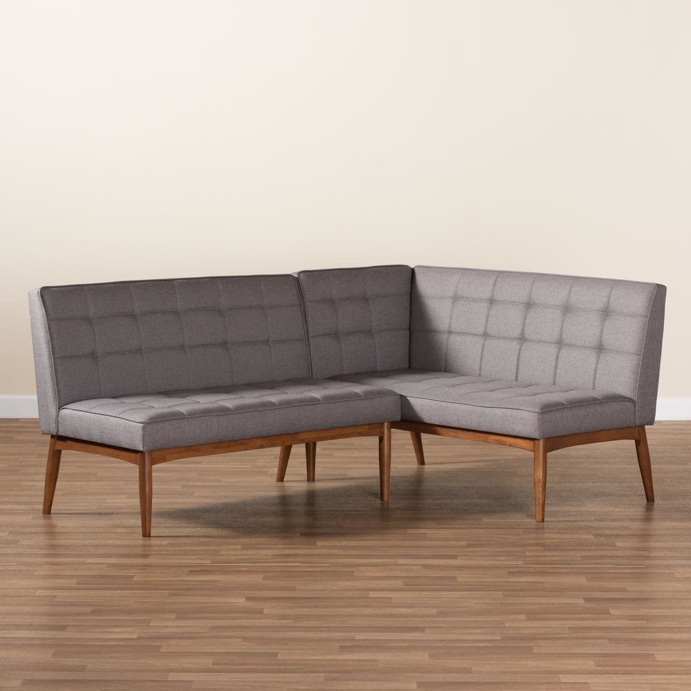 Walnut Brown Finished Wood 2-Piece Dining Nook Banquette Set. Picture 15