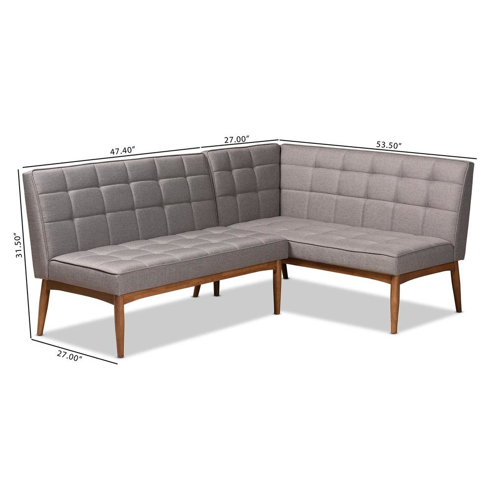 Walnut Brown Finished Wood 2-Piece Dining Nook Banquette Set. Picture 16
