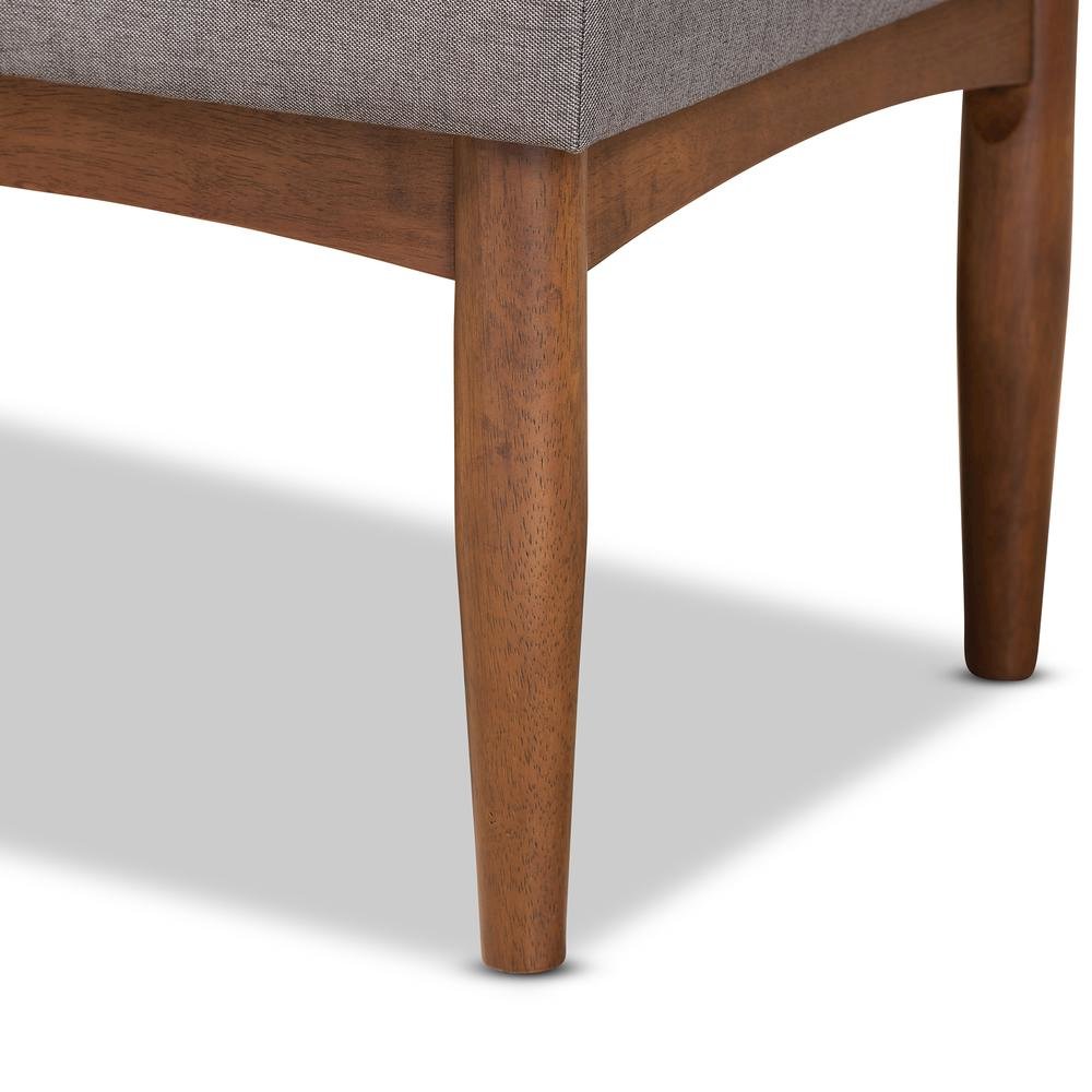 Grey Fabric Upholstered and Walnut Brown Finished Wood 3-Piece Dining Nook Set. Picture 17