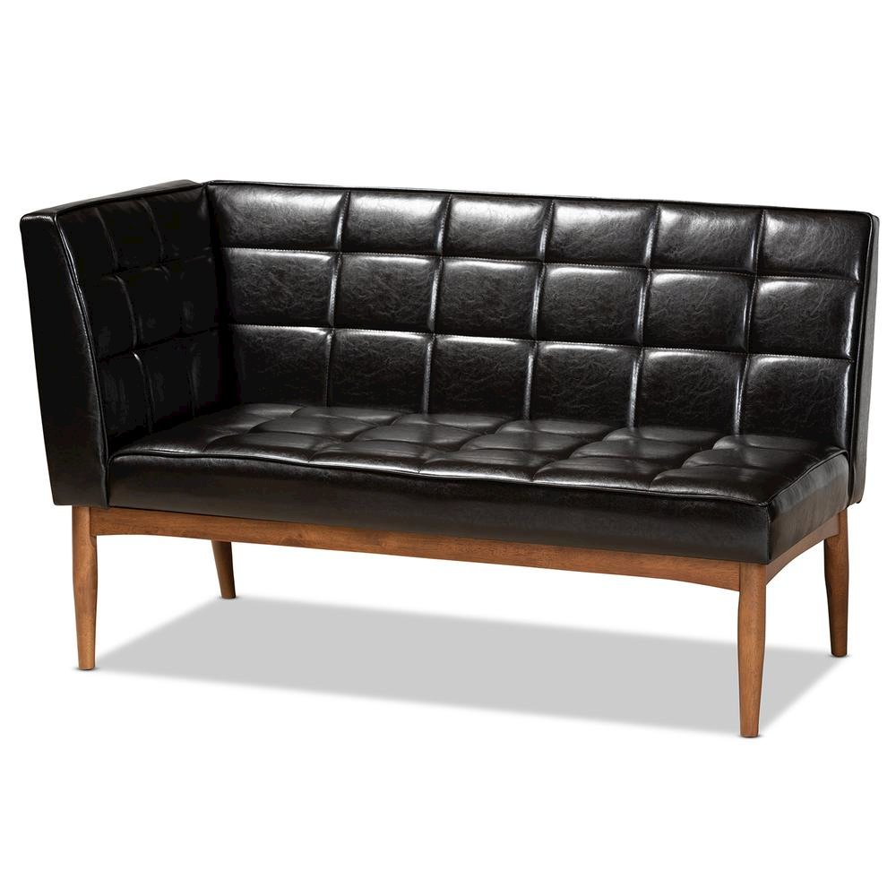 Leather Upholstered and Walnut Brown Finished Wood 5-Piece Dining Nook Set. Picture 15
