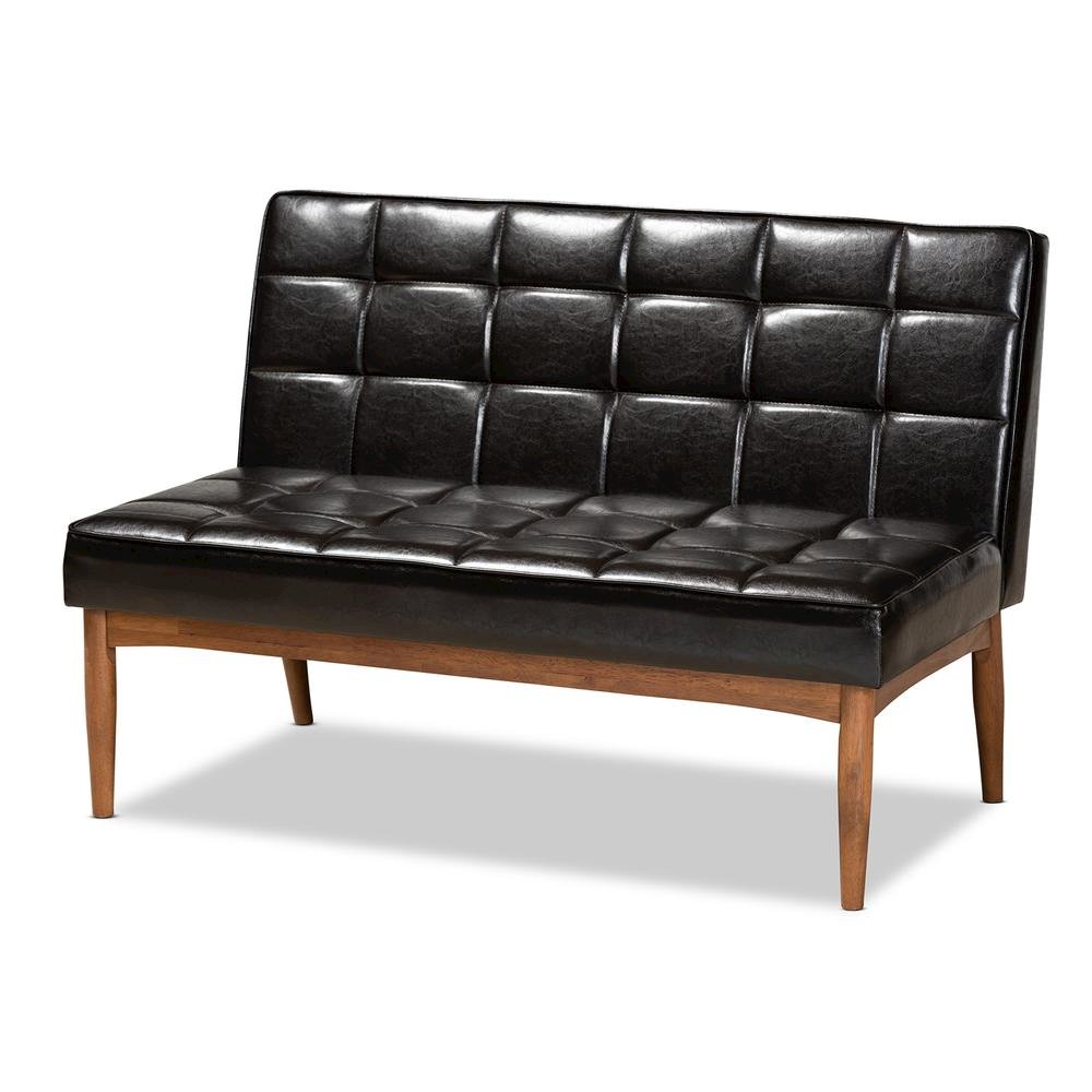 Leather Upholstered and Walnut Brown Finished Wood 4-Piece Dining Nook Set. Picture 13
