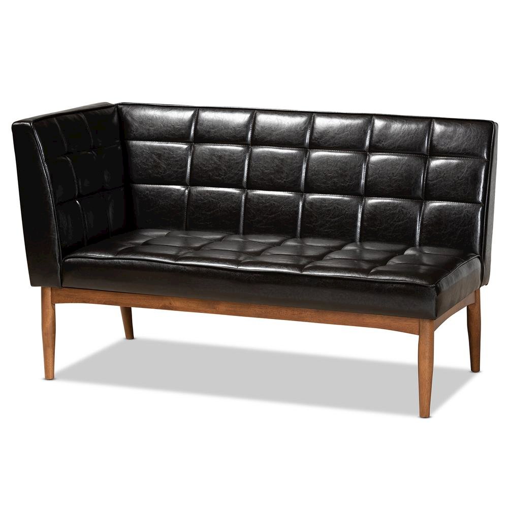 Leather Upholstered and Walnut Brown Finished Wood 4-Piece Dining Nook Set. Picture 14