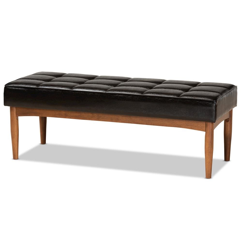 Leather Upholstered and Walnut Brown Finished Wood 4-Piece Dining Nook Set. Picture 15